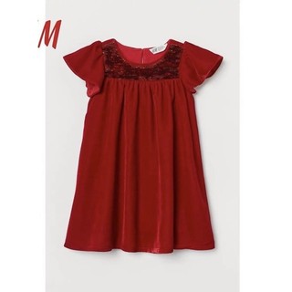 Váy nhung đỏ phối senquin - Váy HM