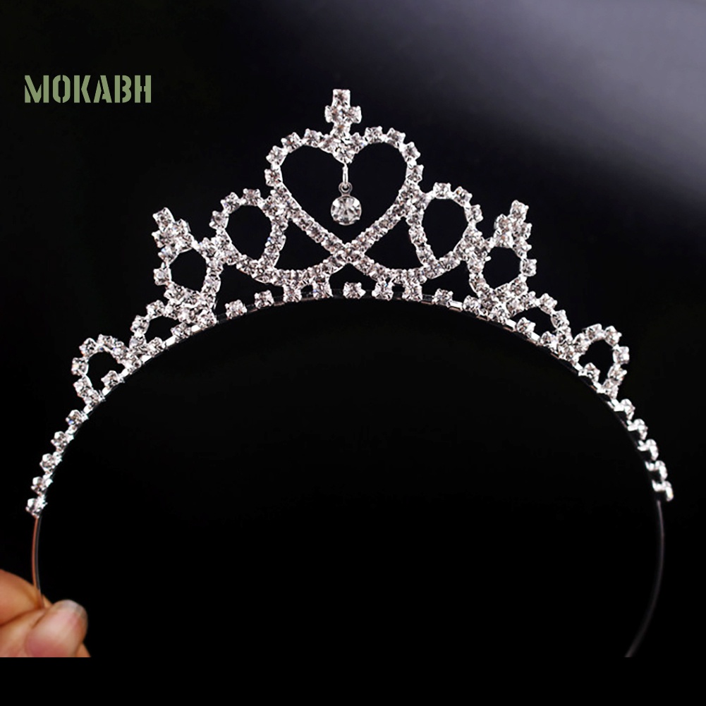 Vương Miện Cài Tóc Đính Đá Hình Trái Tim Thanh Lịch Cho Bé Gái