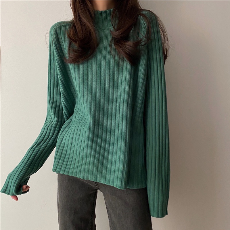 Porozi Áo sweater Cổ Cao Thời Trang Thu Đông Phong Cách Hàn Quốc Cho Nữ