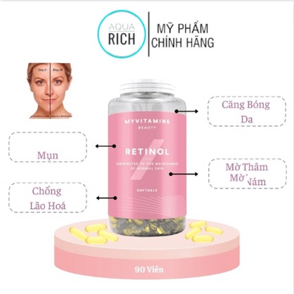 Viên Uống Retinol - Collagen MyVitamins Beauty 90 Viên Hổ Trợ Trẻ Hóa Da