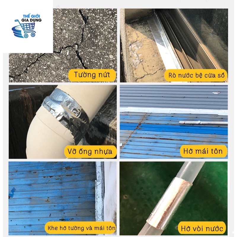 Cuộn 5 Mét Băng Keo Dán Rộng 10cm Miếng Siêu Dính, Chống Thấm Nước, Keo Chống Dột 10cm