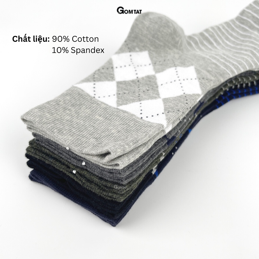 Hộp 5 đôi tất giày tây nam cổ cao công sở GOMTAT cao cấp mẫu MIX07, chất liệu mềm mại, hút ẩm thoáng khí - GOM-MIX07-CB5