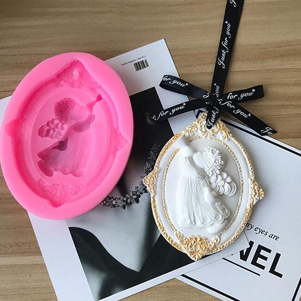 Khuôn Silicone Tạo Hình Làm Mặt Dây Chuyền Hình Thiên Thần 3D DIY