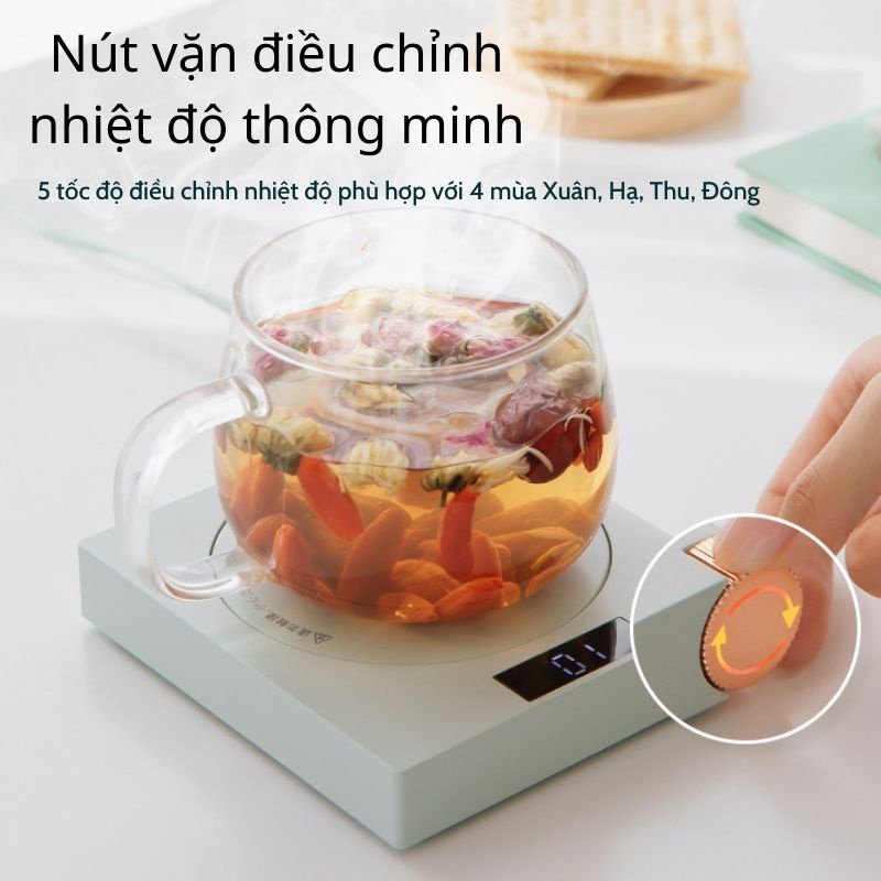 Đế hâm nóng đồ uống JIASHI hẹn giờ làm nóng thông minh tương thích với thủy tinh, sứ, sắt, nhôm, nhựa, giấy DHN02