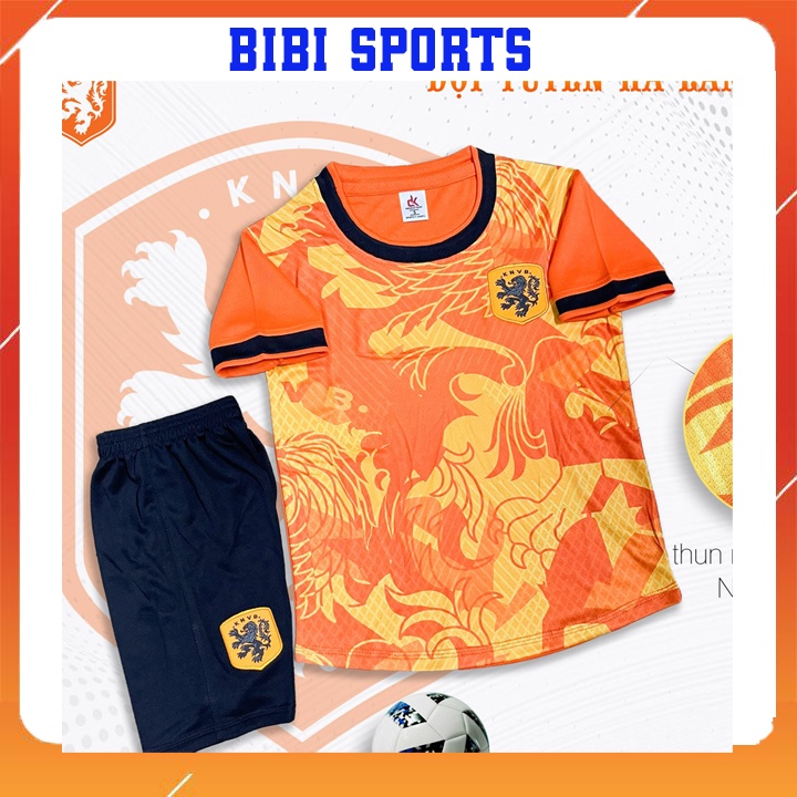 Bộ quần áo đá bóng nam áo đá banh in tên BIBI SPORT HÀ LAN CAM đồ thể thao trẻ em thun lạnh mẫu mới nhất 2021-2022