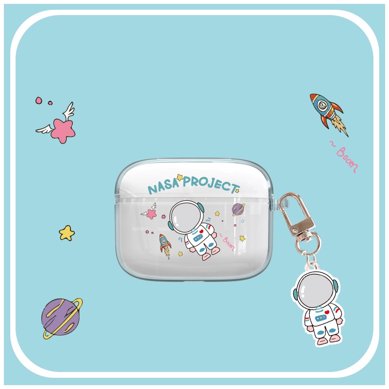 Vỏ Bảo Vệ Hộp Sạc Tai Nghe Airpods E9 TWS Bằng TPU Mềm Trong Suốt + Mặt Dây Chuyền Đơn Giản Chống Sốc Hiệu Baseus Bowie