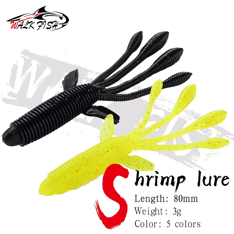 Set 10 Mồi Câu Cá Giả Hình Tôm Mềm 8cm 3g