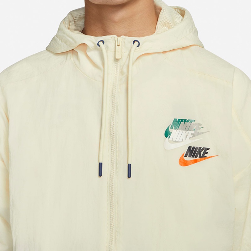 Áo Khoác Gió Nike 100% Chính Hãng Phối Màu Tương Phản Có Mũ Trùm Cá Tính Cho Nam