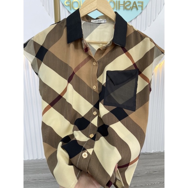 💥MS149 áo sơ mi nữ from suông, sơ mi công sở nữ đẹp chất lụa mago thoáng mát hoạ tiết caro