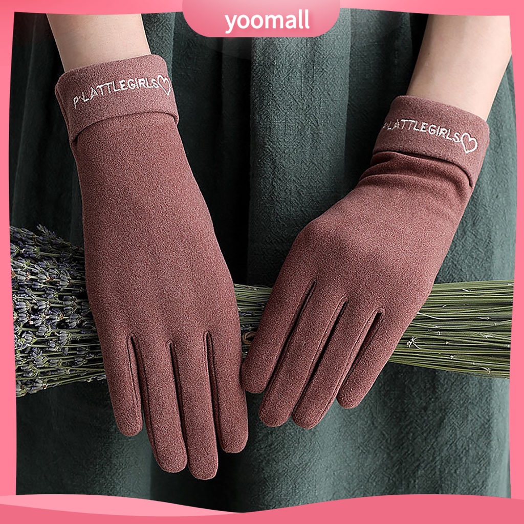 Găng Tay Lái Xe Dày Dặn Ấm Áp Có Thể Chạm Màn Hình Cảm Ứng Dành Cho Nữ