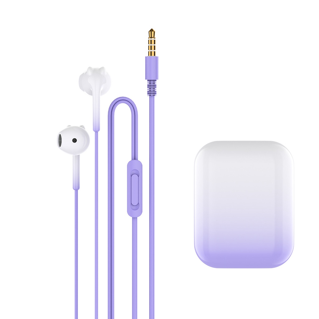 Tai Nghe Nhét Tai Q60 Màu Gradient Có Dây Âm Thanh Stereo Với Mic 3.5mm Cho Điện Thoại