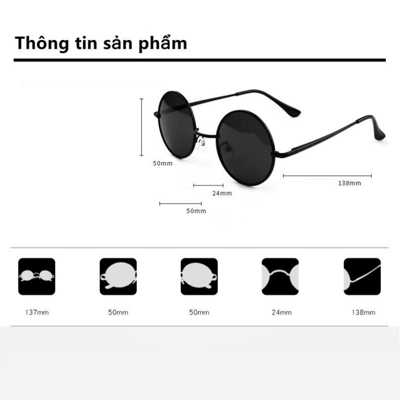 Kính mát gọng tròn Kim Loại Kính râm thời trang nam nữ - phong cách nhân vật Gojo Satoru trong Jujutsu Kaisen 2021