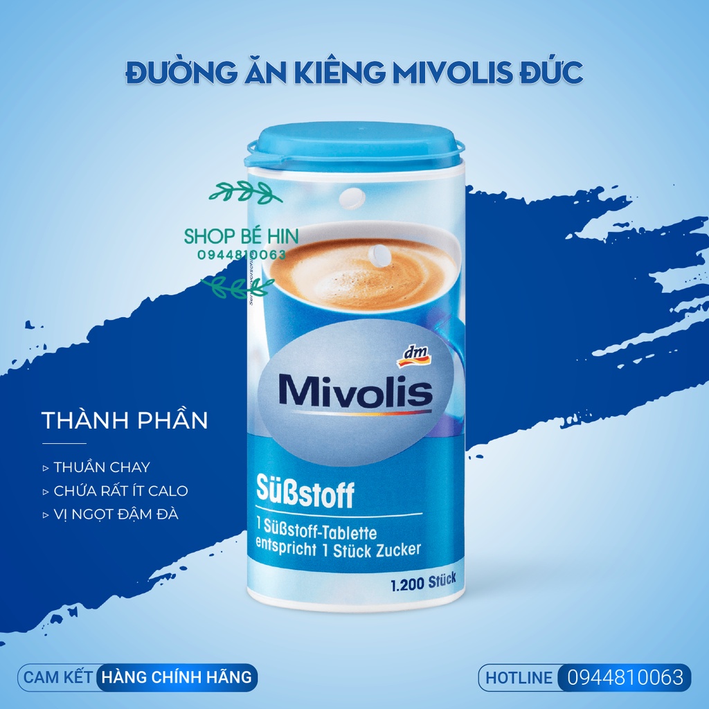 Đường ăn kiêng Mivolis Đức cho KETO, DAS tiểu đường, giảm cân, 1200 viên