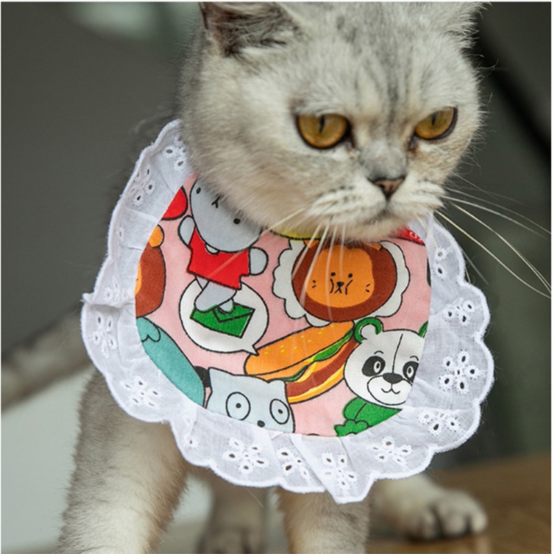 Yếm Ăn Cỡ Nhỏ / Vừa / Cam In Họa Tiết Sọc Caro Dễ Thương Tiện Dụng Cho Thú Cưng