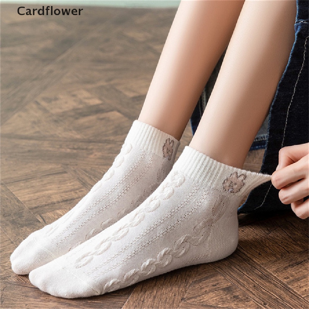 < Cardflower > Vớ Mắt Cá Màu Trắng Phong Cách Harajuku Nhật Bản Dễ Thương Cho Nữ