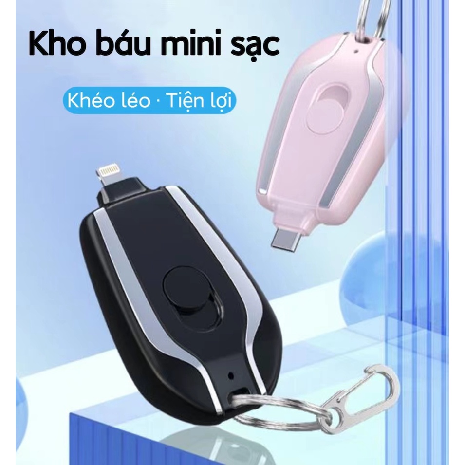 Pin Sạc Dự Phòng Không Dây Mini Có Móc Khóa Tiện Lợi