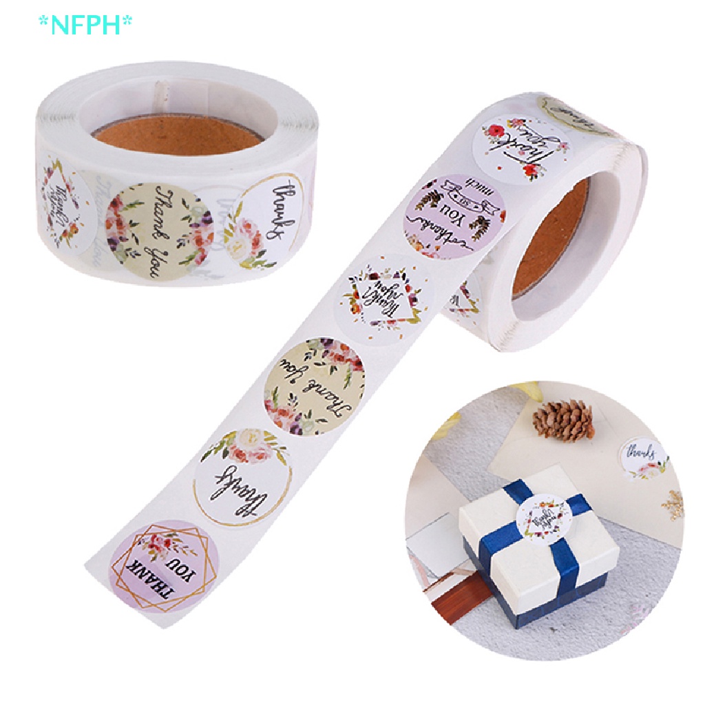 Cuộn 500 Miếng Dán Hình Tròn In Chữ Thank You Độc Đáo Dùng Trang Trí Tiệc Mới