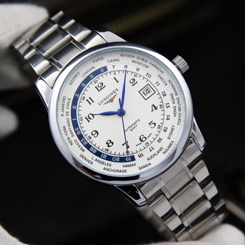 Đồng Hồ Nam L.onggine Dây Thép Không Gỉ Lịch Ngày