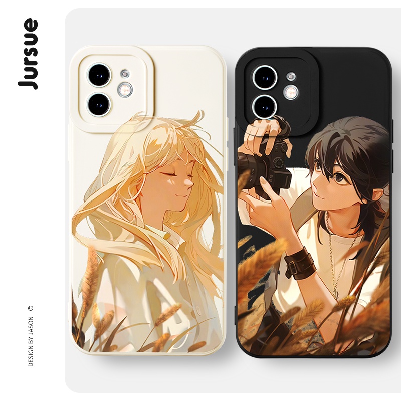 Ốp lưng JURSUE hoạt hình cặp đôi dễ thương đẹp nam nữ độc lạ dẻo Cho iPhone 14 13 12 11 Pro Max SE 2020 X XR XS 8 7 ip 6S 6 Plus kute XYH835