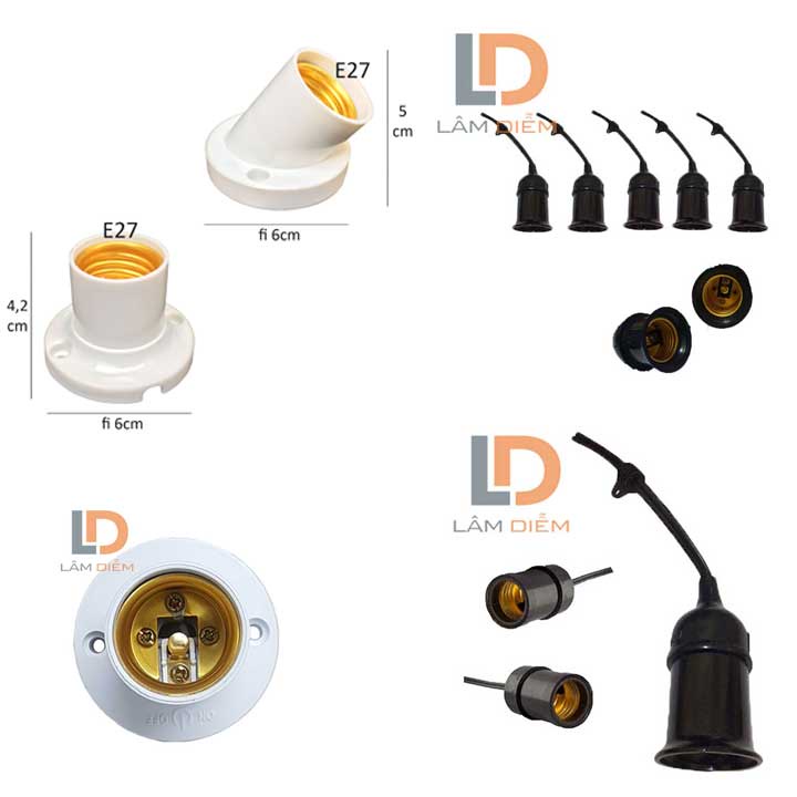 CHUI ĐÈN ĐUI ĐÈN E27 CHUÔI GẮN TƯỜNG XOAY CHUÔI KÍN NƯỚC BỘ 2 CÁI