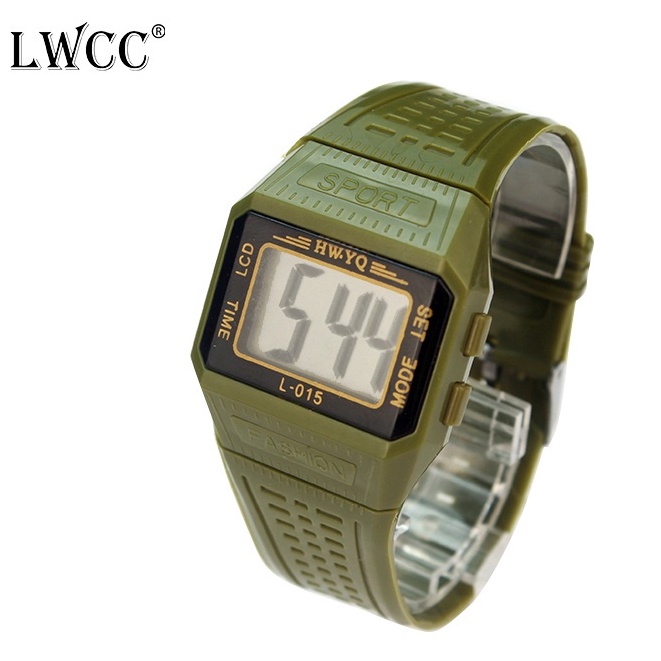 LWCC T01 Đồng hồ kỹ thuật số thời trang mặt vuông cổ điển cho unisex