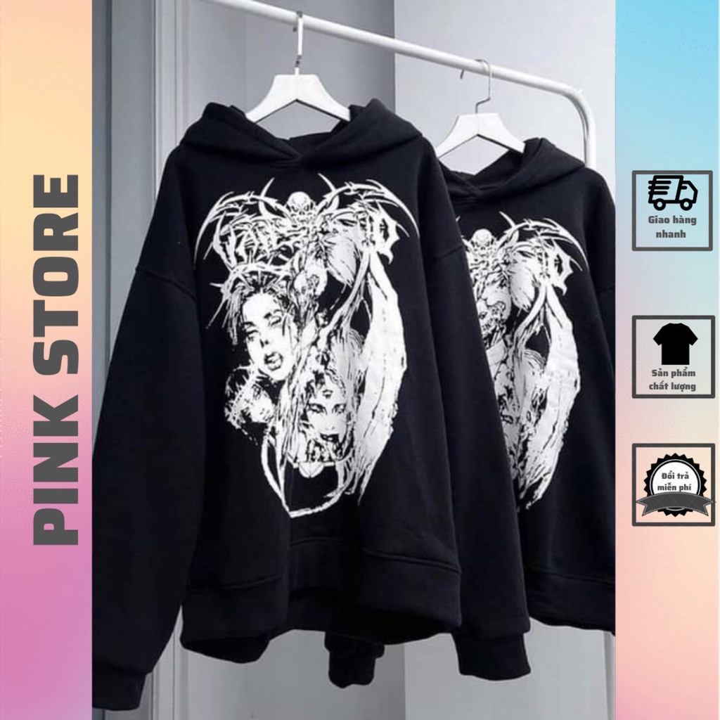 Áo hoodie vah studio QUEEN DEVIL Áo khoác nỉ vah.studio qeen devil chất nỉ bông cao cấp - PINK STORE