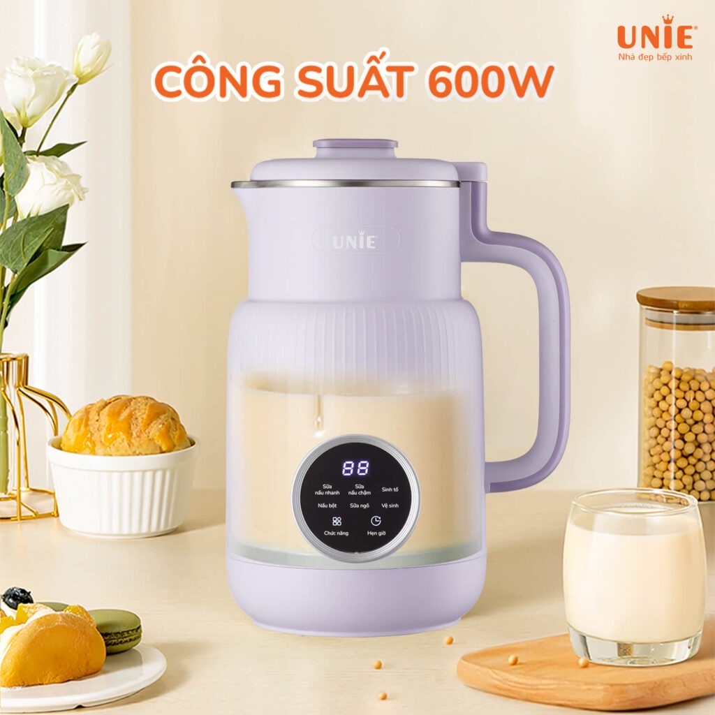 Máy làm sữa hạt UNIE UMB08- Nắp Inox- 5 chức năng xay nấu- Bảo hành 12 tháng