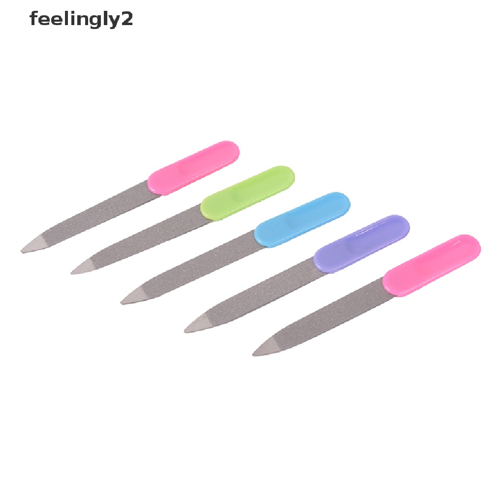 Bộ 5 Cây Dũa Móng Tay Hai Mặt Bằng Kim Loại Tay Cầm Nhựa