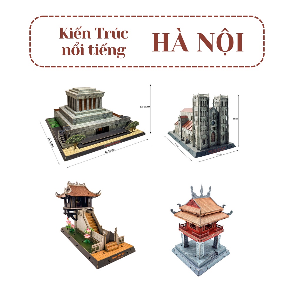 Mô Hình Kiến Trúc Nổi Tiếng Ở Hà Nội, Mô Hình Lắp Ráp 3D Giấy, Quà Tặng Lưu Niệm, Vietnamese Souvenir