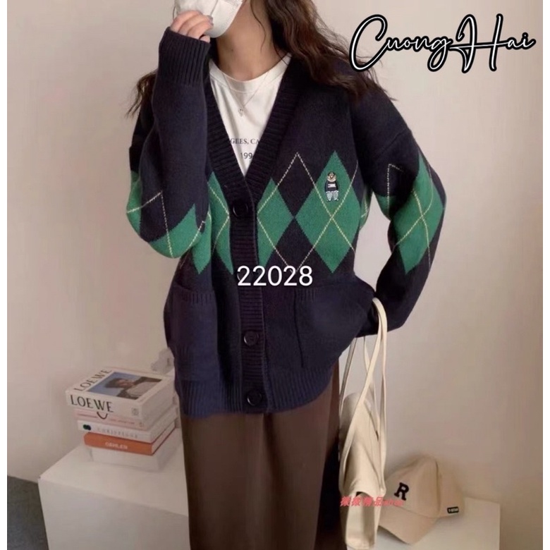 Áo len Cdg trám thêu logo Gấu