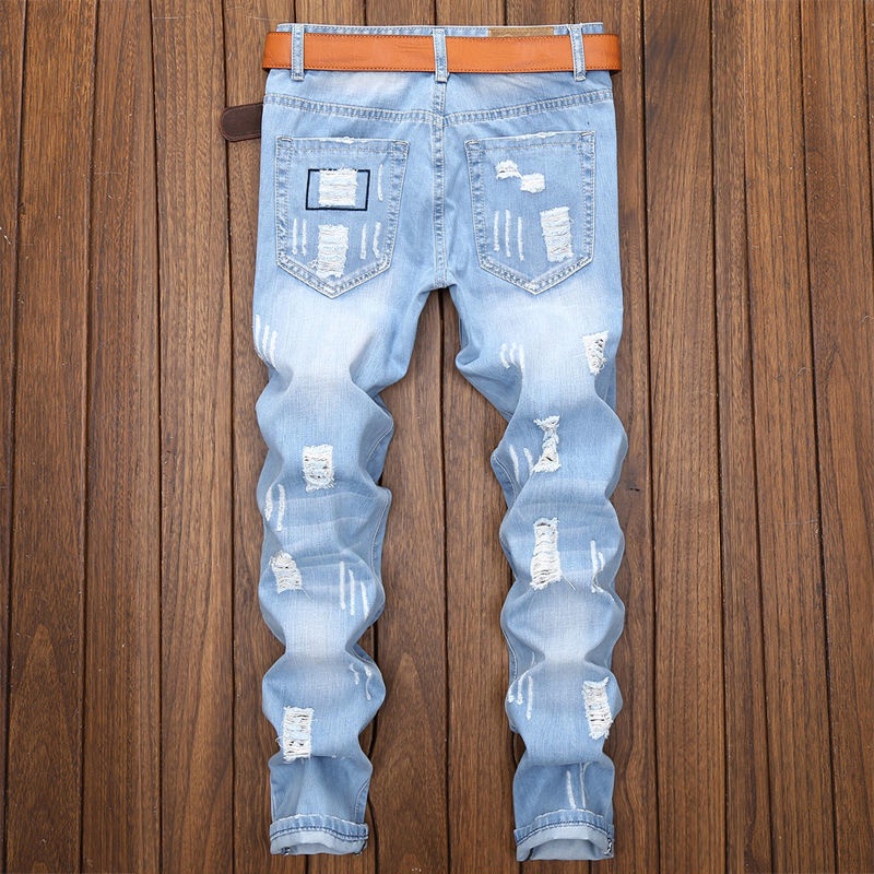 Áo Khoác jeans denim Rách Màu Sáng Phong Cách Hàn Quốc Mới Cho Nam