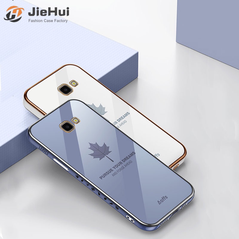 Ốp Điện Thoại TPU Mềm Mạ Chrome Hình Lá Phong + Dây Đeo Cho Samsung Galaxy J4 Plus / J6 Plus / J7 Prime / J5 Prime / J7 Pro / J7 2017