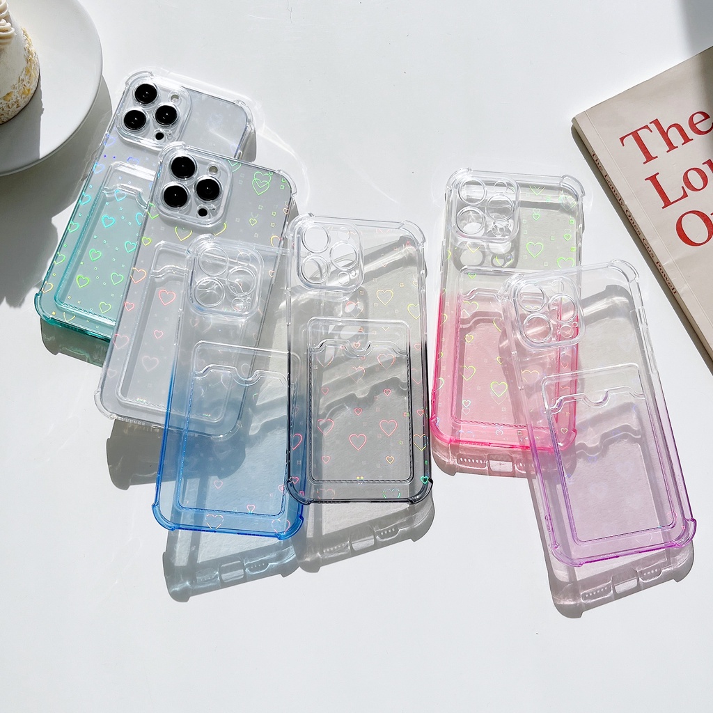 Ốp Điện Thoại Mềm Trong Suốt Màu Gradient Có Ngăn Đựng Thẻ Cho Samsung Galaxy A04 4G A04e M13 M23 M33 M53 A53 A33 A73 5G