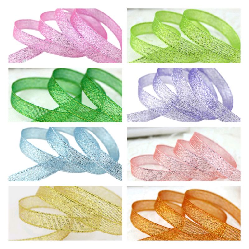 Cuộn 22 mét ruy băng Kim tuyến 1cm nhiều màu