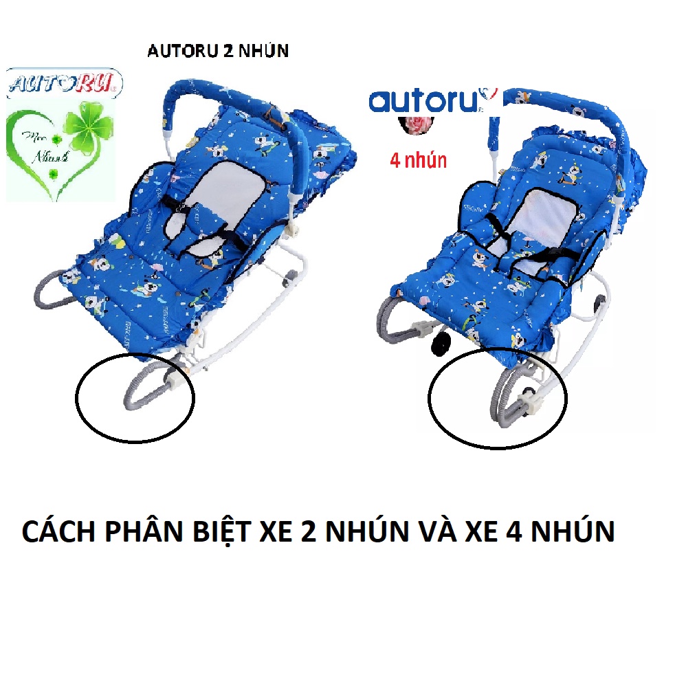 Áo vải, miếng lót thay thế cho ghế ăn bột, xe 2 nhún / 4 nhún Autoru màu xanh dương / hồng tặng mùng chụp