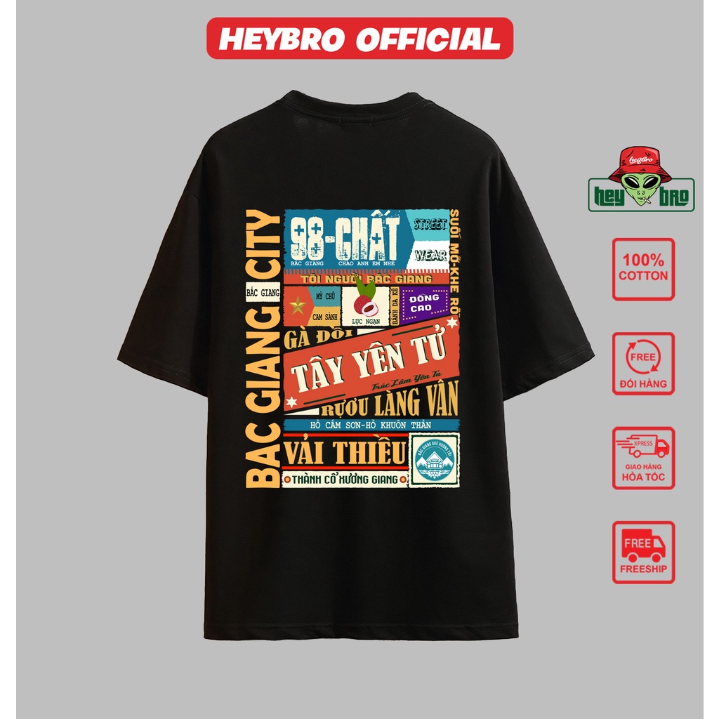 Áo thun unisex nam nữ tay lỡ form rộng Local Brand HEYBRO thế hệ genz BẮC GIANG