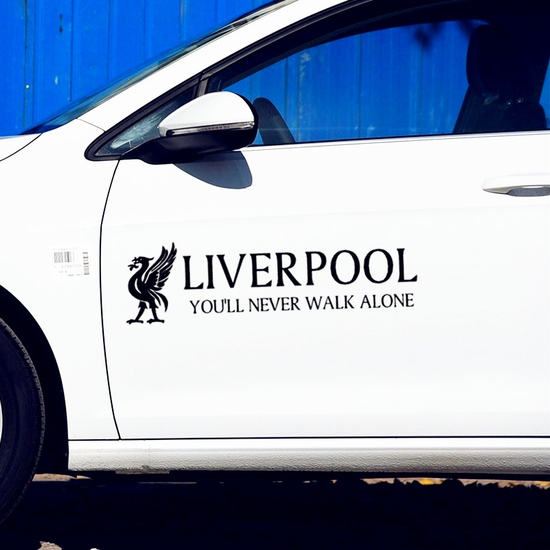 Bộ 2 Miếng Dán Phản Quang In Chữ YNWA Football You 'Ll Never Walk Alone Trang Trí Cửa Xe Hơi Xe Máy