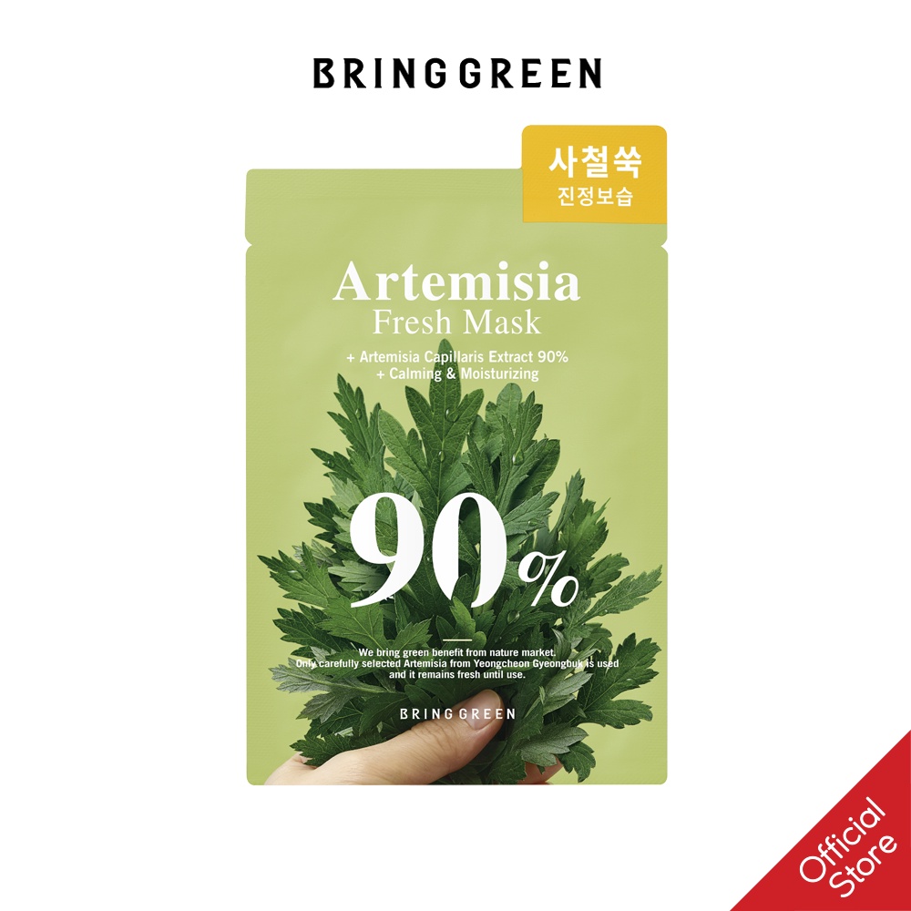 Mặt Nạ Ngải Cứu Dưỡng Da Bring Green ARTEMISIA 90% Fresh Mask 20g (10pcs)