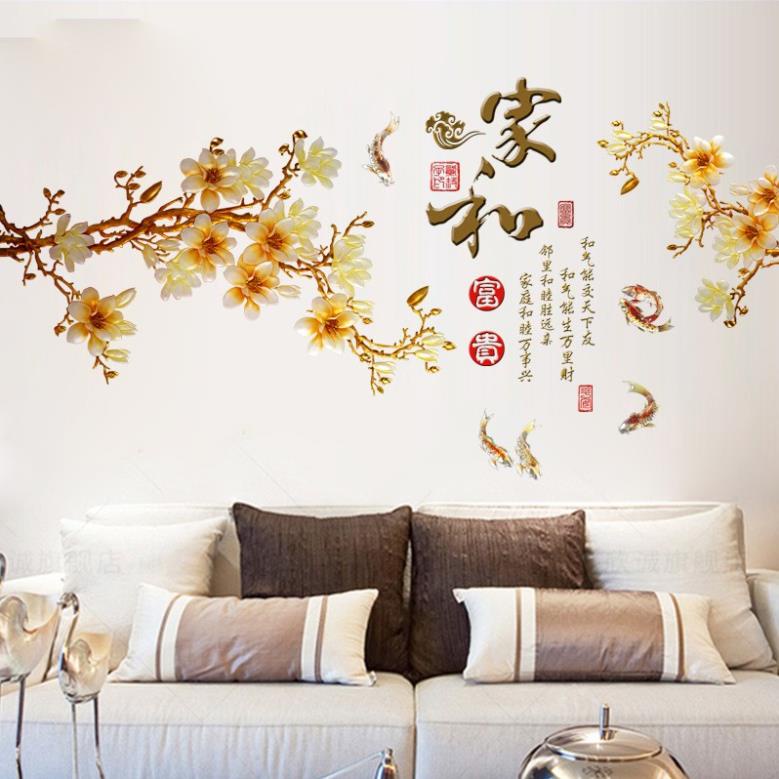 Decal dán tường Hoa mai vàng