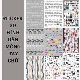 Sticker 3d | chữ & họa tiết | hình dán móng tay
