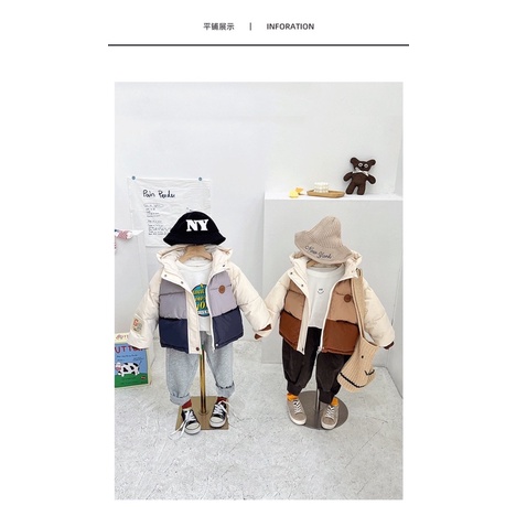 Áo phao tai gấu trần bông siêu ấm cho bé