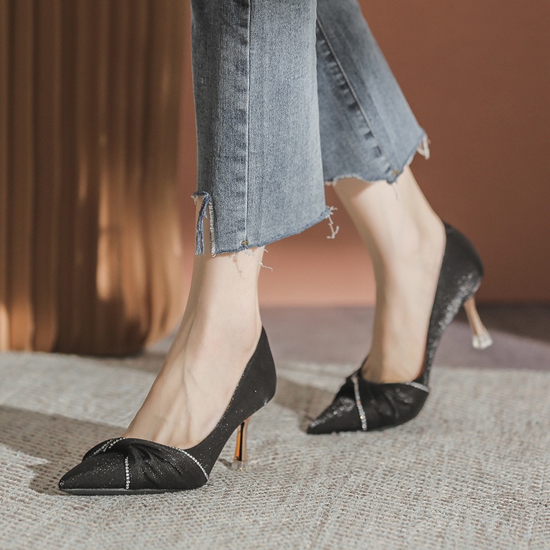 Giày Nữ Cao Cấp , Giày Cao Gót Nữ Mũi Nhọn, Đế Nhọn Cao 6P, Lụa Bọc Satin Cao Cấp, Kiểu Dáng Trẻ trung, Thoải mái-DA771