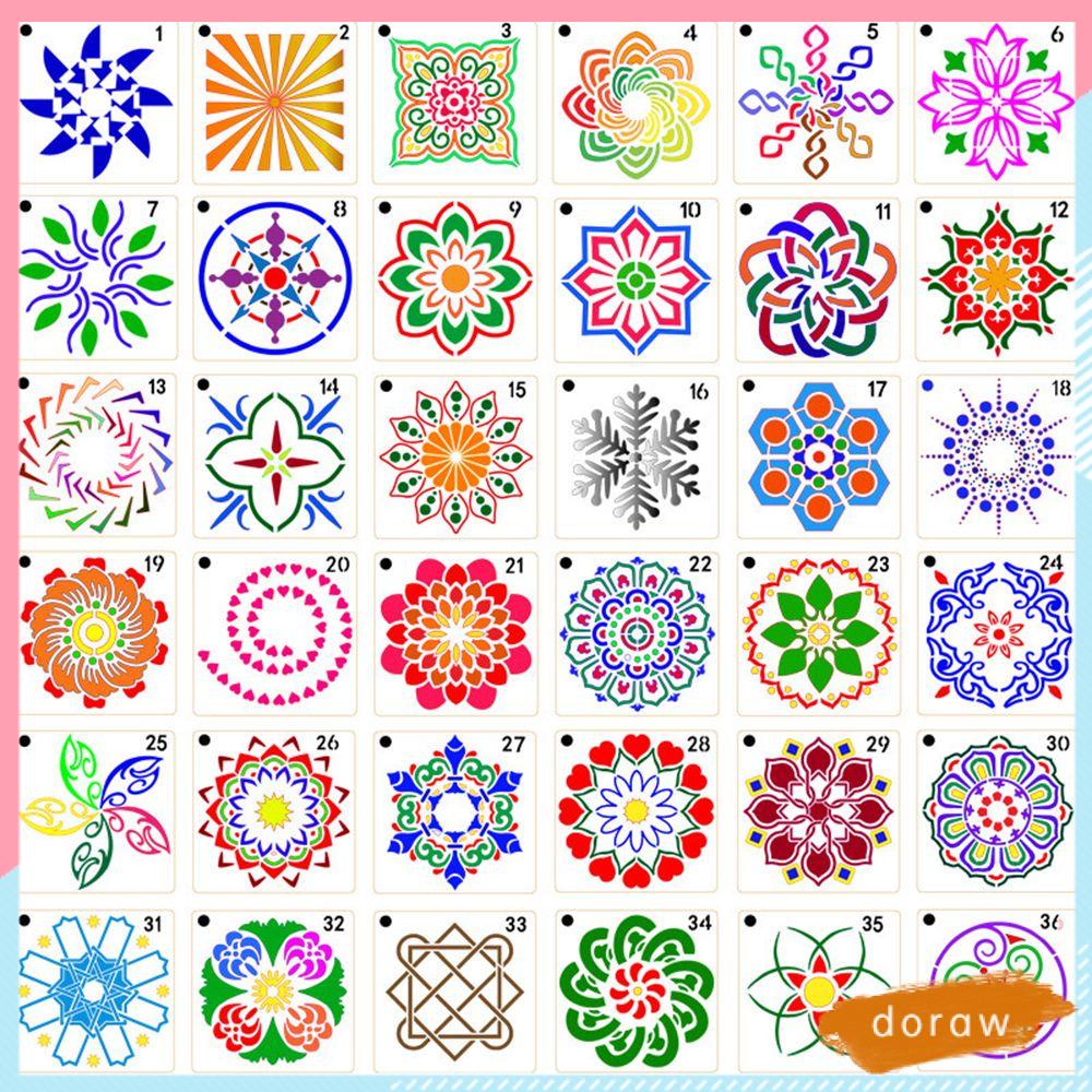 Bộ 36 / 56 Khuôn Hỗ Trợ Sơn Trang Trí Thủ Công