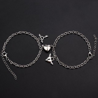 Set 2 vòng tay ổ khoá chìa khoá hút nam châm cho cặp đôi
