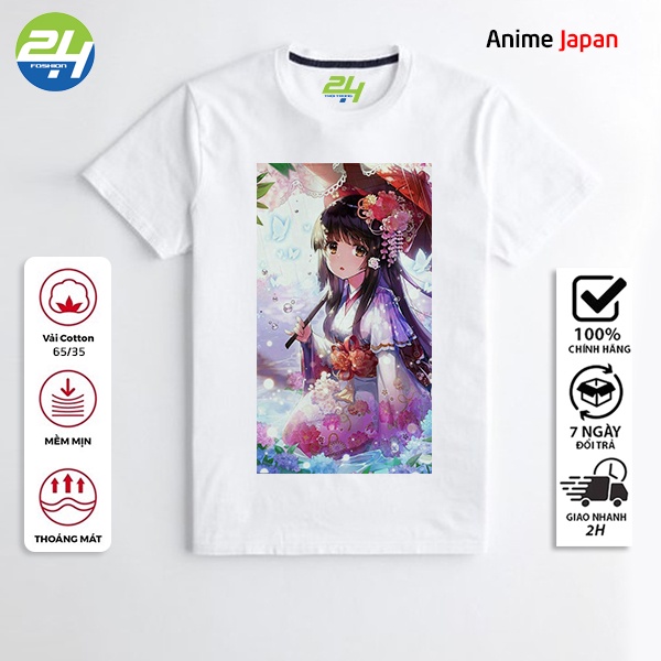 Áo Thun In Hình Anime Japan ANM010 Thời Trang 24h Màu Trắng Vải Dày Mịn thumbnail