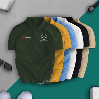 Áo thun Polo có cổ Mercedes - AMG Đỏ Cao Cấp, Cotton thoáng mát không bông xù