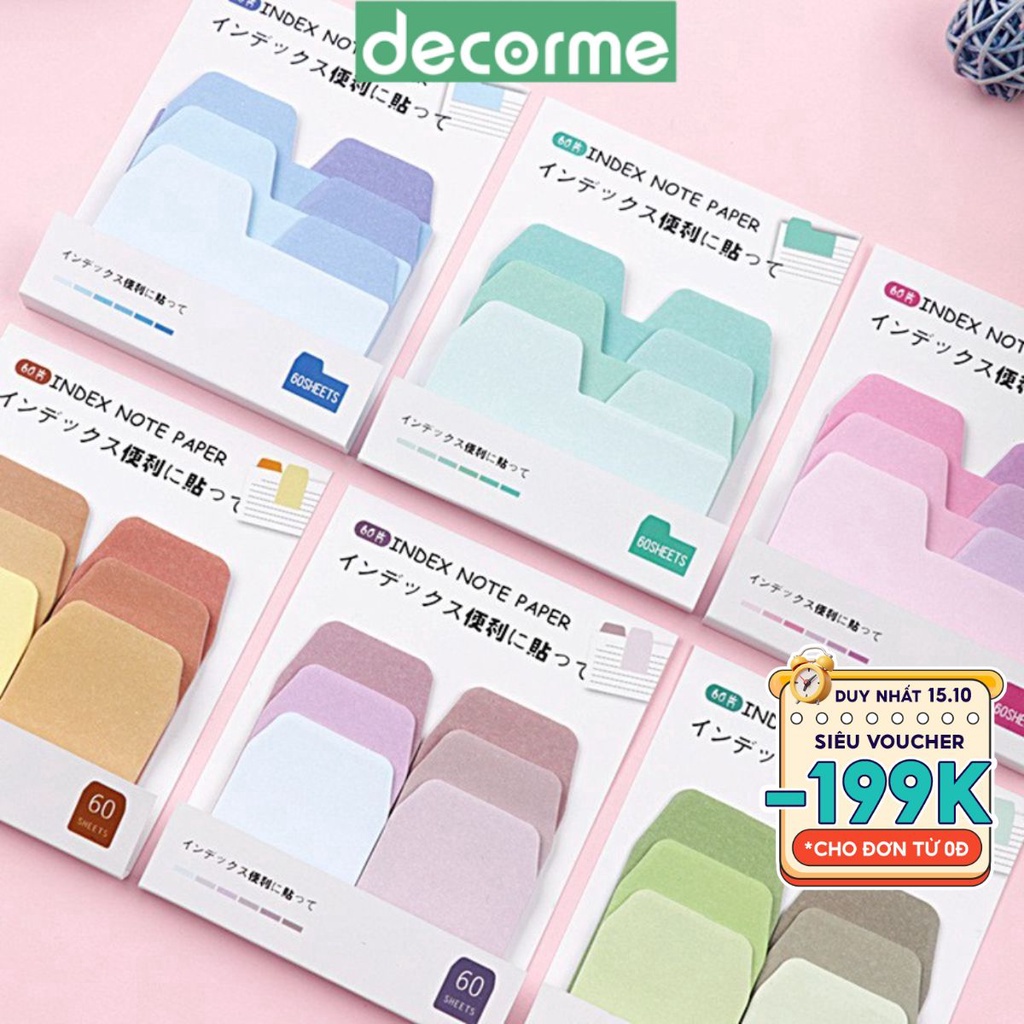 Giấy ghi chú label marker phân trang 60P dụng cụ văn phòng phẩm DecorMe