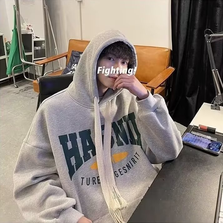Áo Khoác Hoodie Dày Dặn Dáng Rộng In Chữ Thời Trang Dành Cho Nam