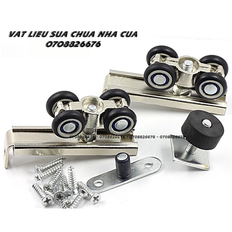 Bộ bánh xe treo cửa lùa 4 bánh giá rẻ sử dụng cho cửa/sắt/gỗ nhôm - Cao cấp