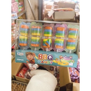 Hộp 30 cây kẹo dẻo xiên cuộn 7 sắc cầu vồng